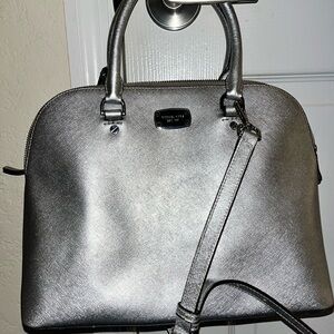 Michael Kors Silver Satchel with Detachable Strap